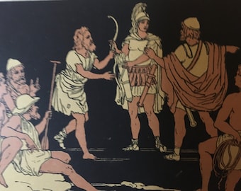 1873 NEOPTOLEMUS REPENTS - Greek Myths Print - Ancient Greece Mythology, Greek Tragedy - Original Antique Print - 150 Years Old
