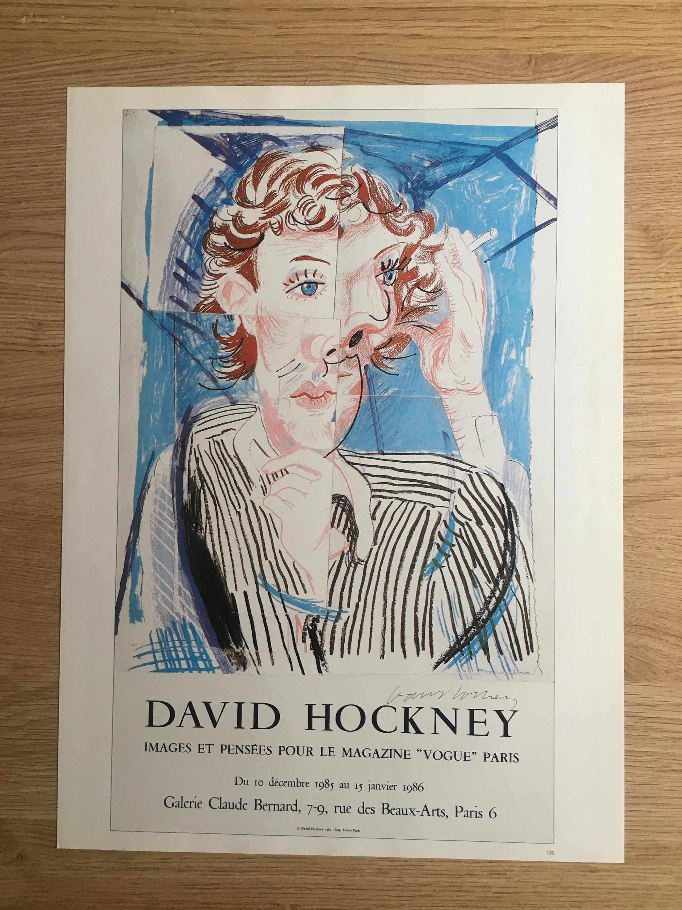 Vintage 1987 DAVID HOCKNEY Print - Vogue 1985, Exhibition Poster
