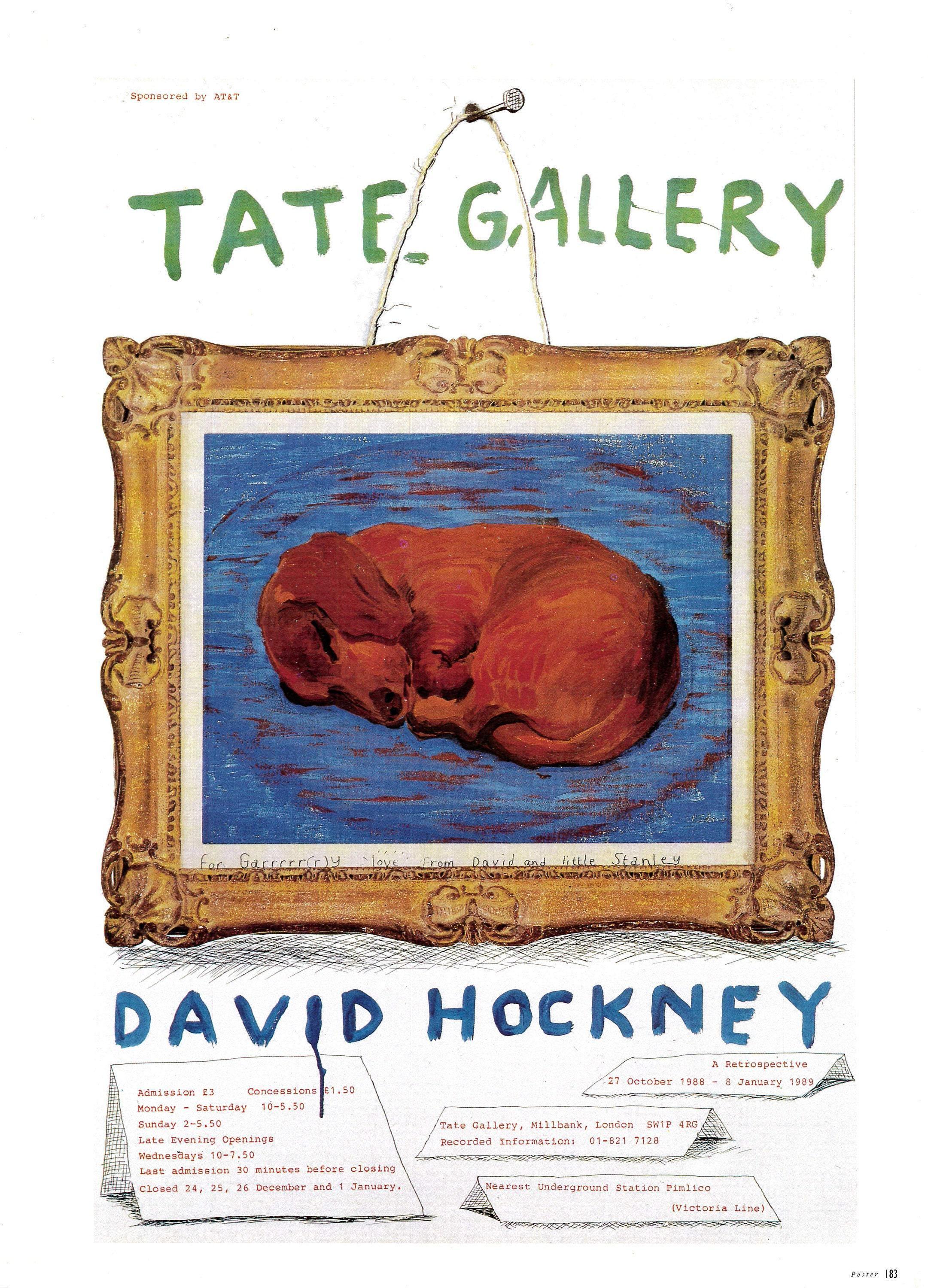 Vintage 1994 DAVID HOCKNEY Print - Red Dachshund, Exhibition