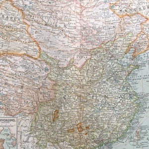Grande carte de l'empire chinois de 1903, carte hors-texte de Hong Kong - carte de la Chine antique - cartographie chinoise - art mural carte - 120 ans