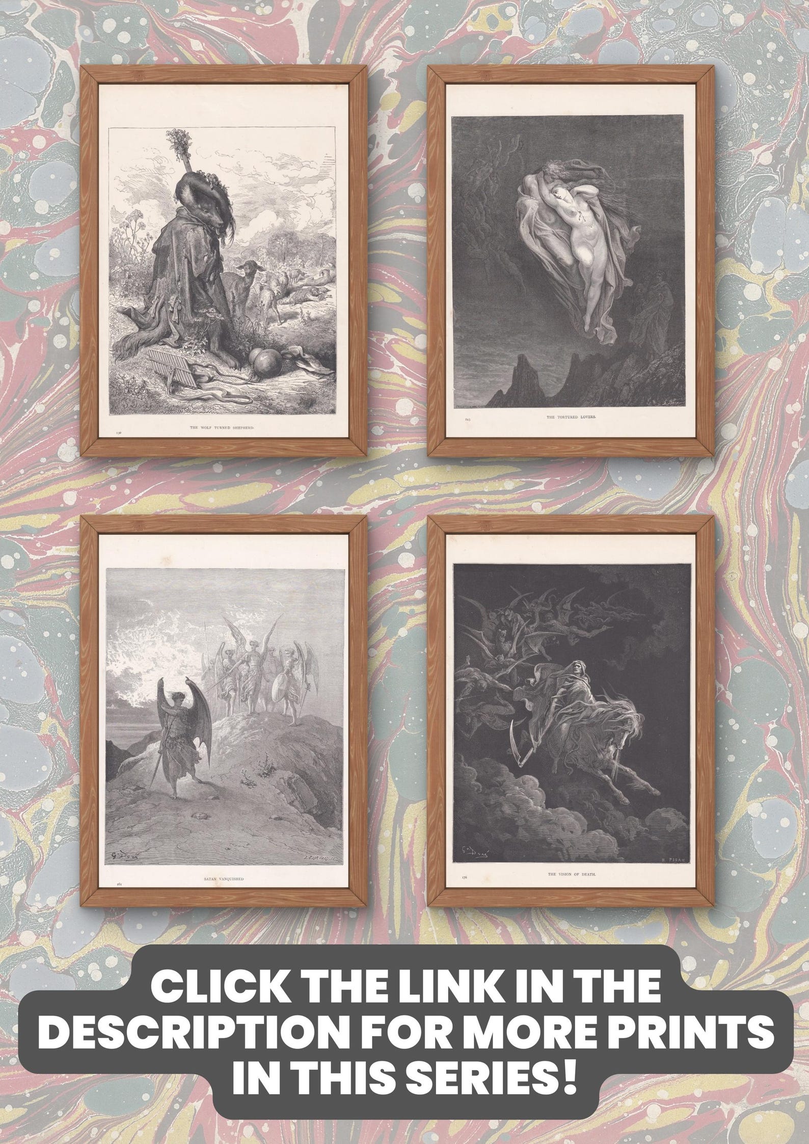 1870 GUSTAVE DORE Print the Deluge Dore Wall Art Antique Dore 