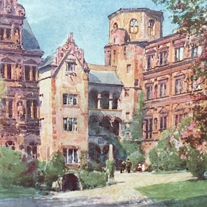 1912 GERMANY - HEIDELBERG CASTLE - Germany Print - German City Print - Germany Painting - 8.5 x 6 Inches
