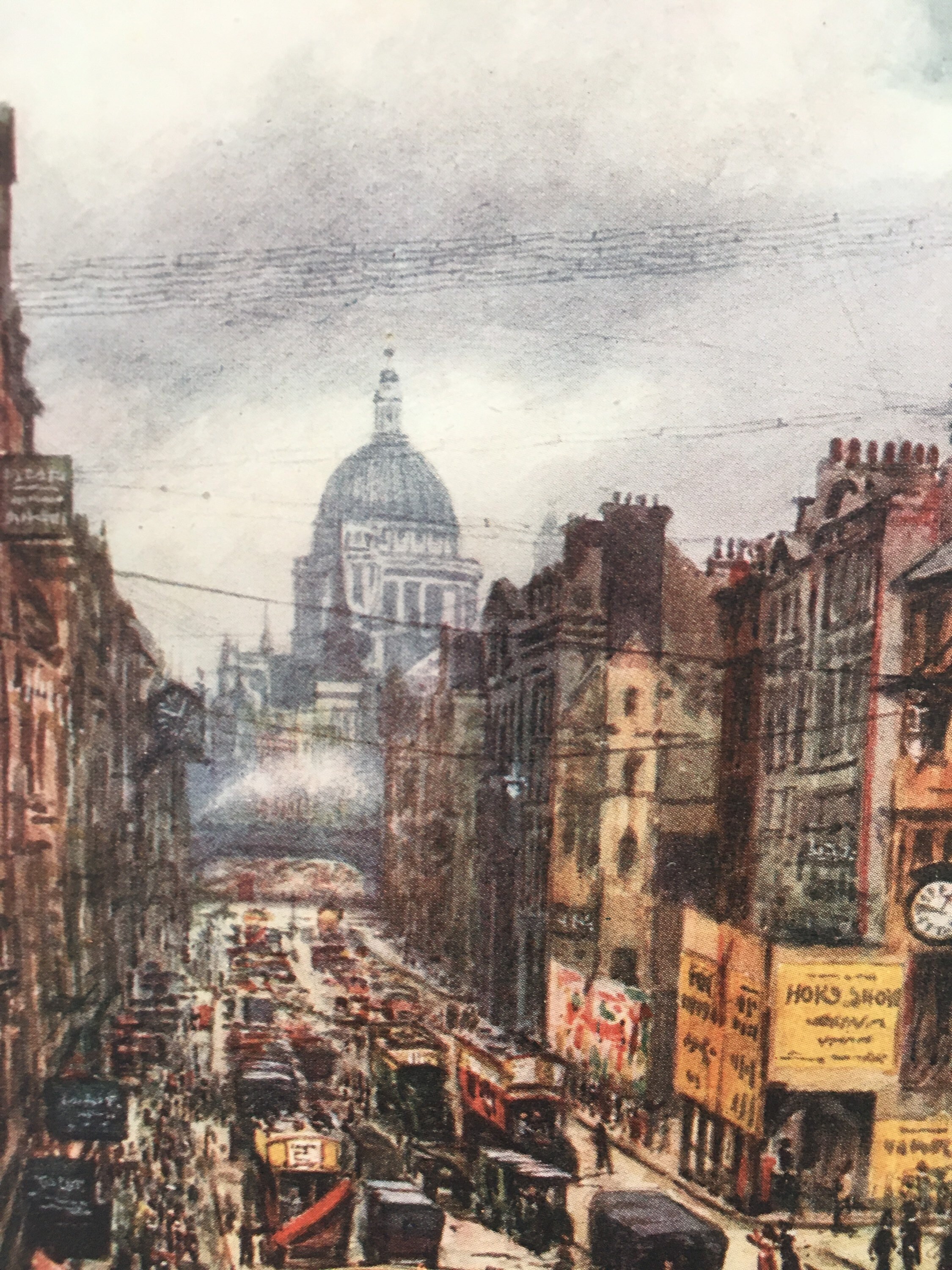 1916 LONDON - FLEET STREET & St. Paul's Cathedral - Antique London Print - London History - London Wall Art - 107 Years Old