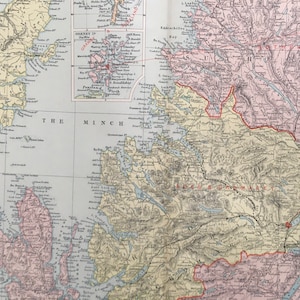 Grande carte de l'Ecosse du Nord de 1895 - carte ancienne originale - carte Bacon - grande carte murale - carte du comté d'Ecosse - 128 ans