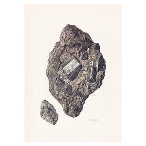 1968 KORDIERITE (IOLITE) Wydruk - Mineralny prezent ścienny - Mineralogy Decor - Kamienie szlachetne - Sztuka naskalna w stylu vintage - Element - 7,5 x 10,6 cala