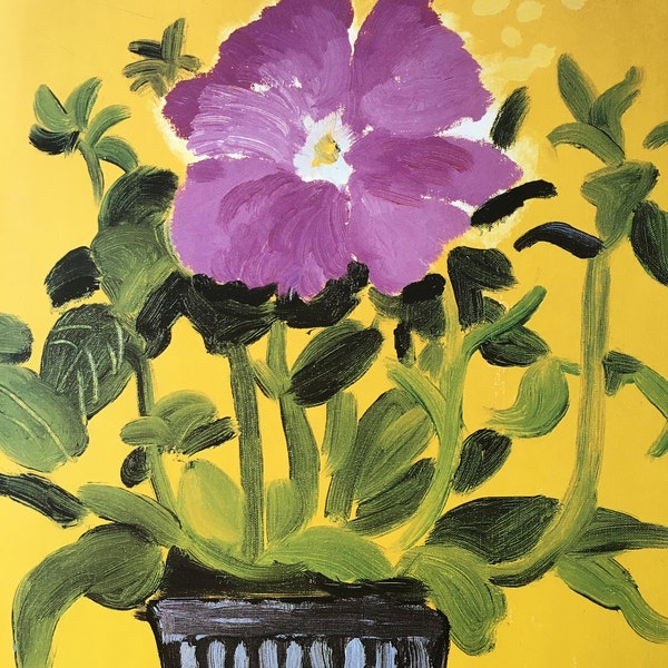 1994 DAVID HOCKNEY Print - "One Lavender Petunia", 1990 - Exhibition Poster Reproduction - Hockney Art - Hockney Poster - 10.25 x 14 Inches