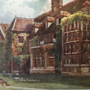 1907 CAMBRIDGE - EMMANUEL COLLEGE Old Court - William Mathison Painting - Cambridge University - Cambridge Painting - 116 Years Old