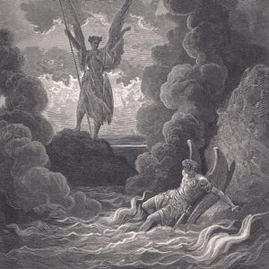 1870 GUSTAVE DORE Print "satan and Beezlebub" Dore Wall Art