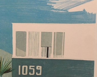 Vintage 1978 DAVID HOCKNEY - "1059 Baboa Boulevard, 1967" Print - Hockney Art - Hockney Wall Art -   8 x 8.12 Inches