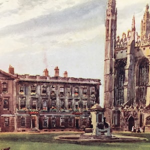 1907 CAMBRIDGE - KING&#39;S COLLEGE Chapel & Fellows&#39; Buildings - William Mathison - Cambridge University - Cambridge Painting - 116 Years Old