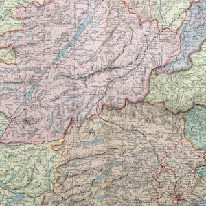 Grande carte de l'ÉCOSSE CENTRALE de 1895 - carte ancienne originale - carte Bacon - grande carte murale - carte du comté d'Écosse - 128 ans