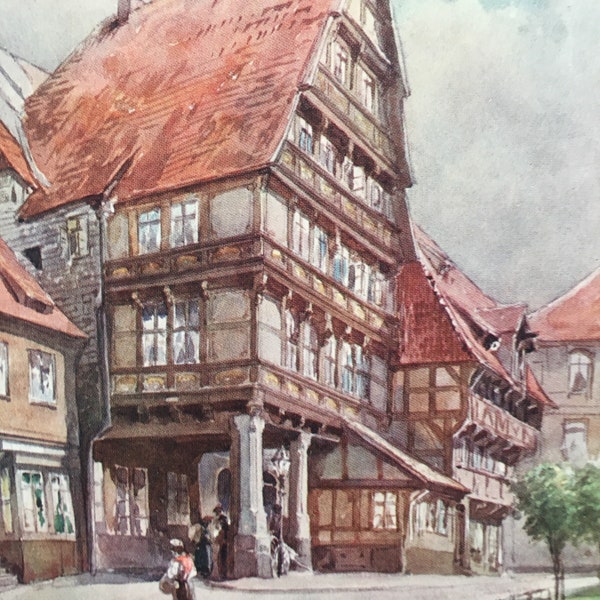 1912 GERMANY - HILDESHEIM - Germany Print - German City Print - Germany Painting - 8.5 x 6 Inches