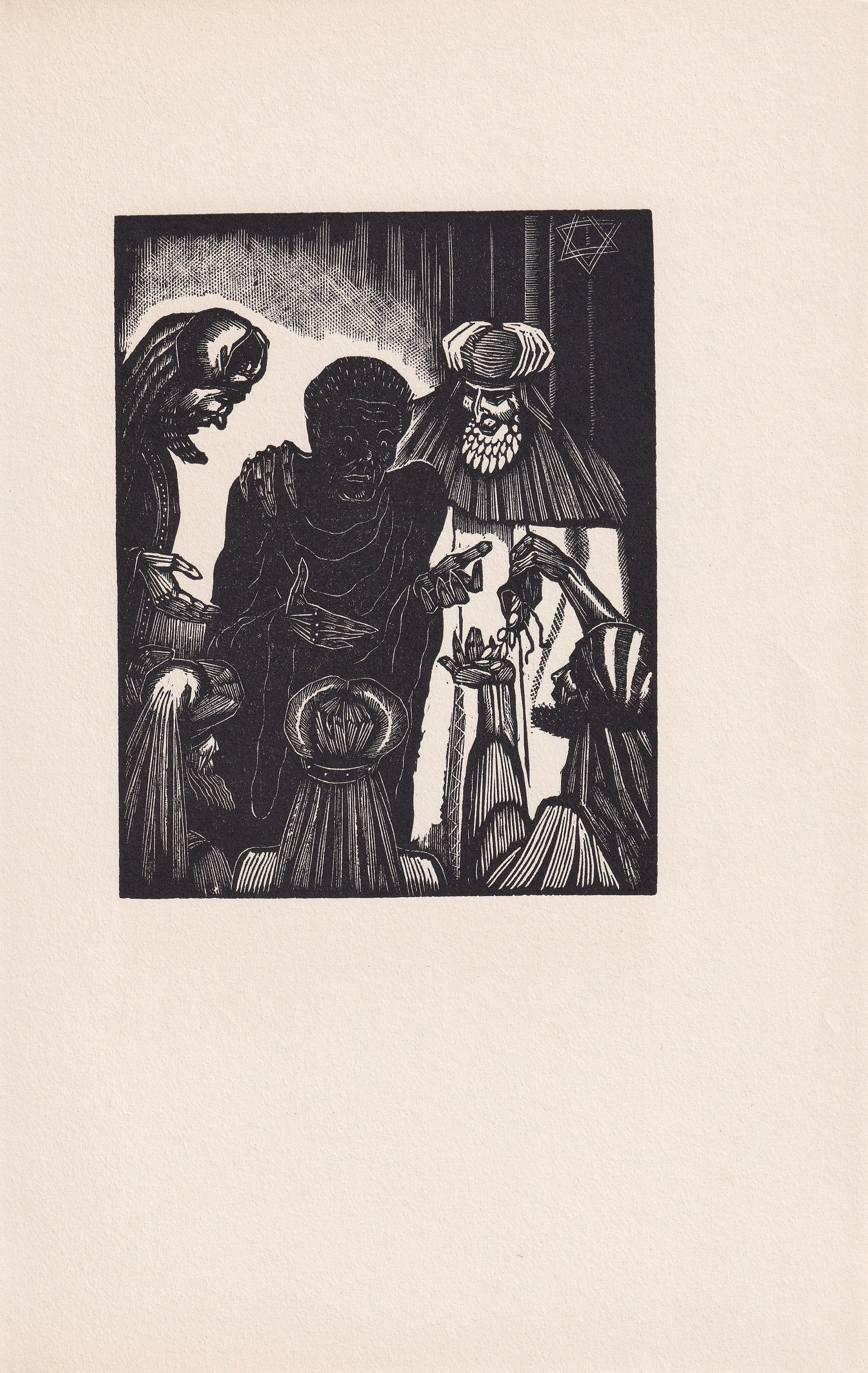 1930 JAMES REID Wood Engraving - 'Judas and the 30 Pieces of Silver' - Bible Wood Engraving - Bible Art - Christian Art - 6 x 9.15 Inches