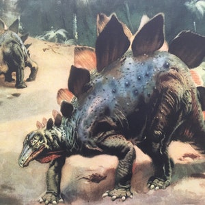 1960 STEGOSAURUS DINOSAUR Print - Prehistoric Animals Print - Paleoart - Dinosaur Decoration - 63 Years Old - 13.5 x 9.75 Inches