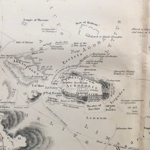 1891 Plan der Altertümer von Athen - Antike Landkarte Athen - Antikes Griechenland, Geschichte, Kartographie - Antiker Druck - Über 130 Jahre alt