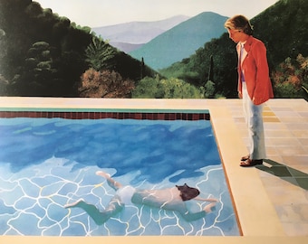 1994 DAVID HOCKNEY Print - Portrait of an Artist (Pool with Two Figures) - Exhibition Poster Reproduction - Hockney Art - 10.25 x 14 Inches