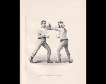 BOXING Druck - Linker Cross-Counter - Boxer Geschenk - Antiker Boxdruck - Boxen Wandkunst - 13 x 18 cm