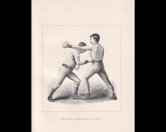 1890 BOXEN Druck - Cross-Counter Body-Blow - Boxer Geschenk - Antiker Boxdruck - Boxen Wandkunst - 13 x 18 cm