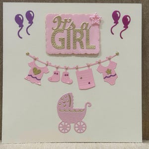 Schöne handgemachte Karten Andenken für New Baby Karte / It’s a Girl / It’s a Boy / Baby Girl mit bunten Perlen / Edelsteinen