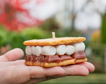 Scented S'mores Candle - Handcrafted Smore-shaped Candle with Chocolate, Marshmallow, and Biscuit Layers