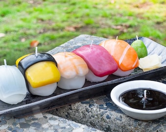 Handmade Nigiri Sushi Candles Set - Squid, Tamago, Tuna, Shrimp, Salmon