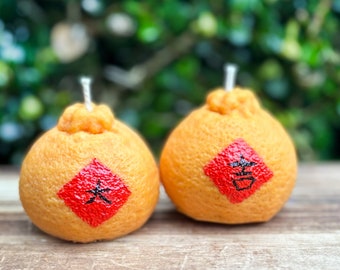 Mini Fortune Mandarin Candle  | Citrus Balsam/orange Scented | Chinese New Year Decor