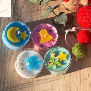 Christmas Tealights Candles Set - Snowflake, Christmas Tree, Bell, Moon & Star - Glitter Decorations