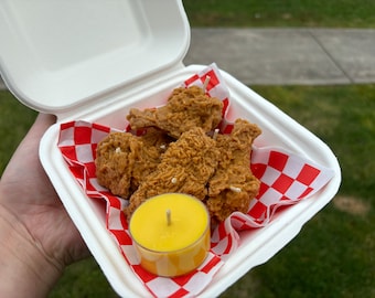 Sojawas kaarsenset Fried Chicken Wing – grappig cadeau kaars eten