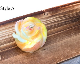 Set of 3 Vibrant Rainbow Rose Scented Candles - A Burst of Colorful Elegance