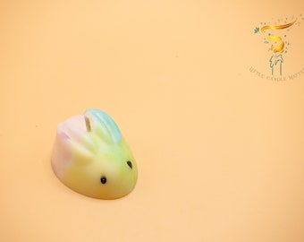 Mini watercolor rabbit candle