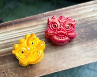 Chinese Lion Dance Candle Set - Festive Duo for Prosperity and Harmony | Chinese New Year Gift | Scented with Sea Salt and Sage