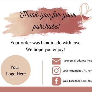 Thank You Card Template | Business Thank You Card Insert | Small Business Branding | Canva Thank You For Your Orde