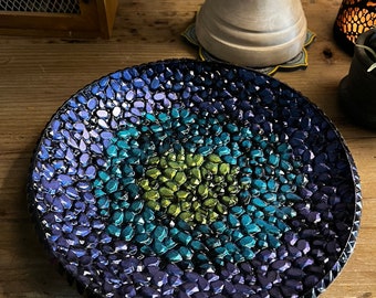 Handmade Holographic Mosaic Bowl. Unique gift/artwork.