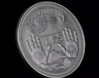 Yes/No Lucky Divination Coin - Future Prediction - Antique Silver - FREE UK POSTAGE + Free Gift!
