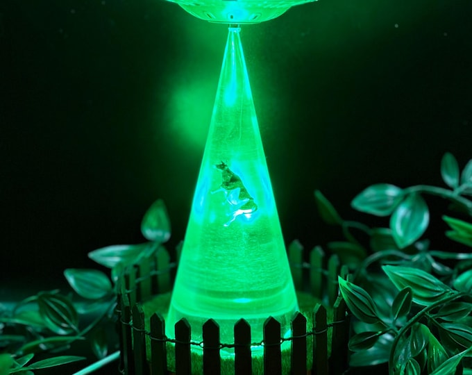 UFO Alien Cow Abduction Lamp Night Light - Detachable UFO with lights & sound - RGB Light - As Seen in the Last Podcast on the Left Studio!
