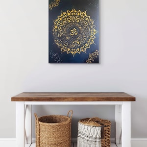 Acrylique texturé mandala Om original, peint à la main sur carton entoilé - Art spirituel effet 3D (sans cadre) 30 x 40 cm LIVRAISON GRATUITE