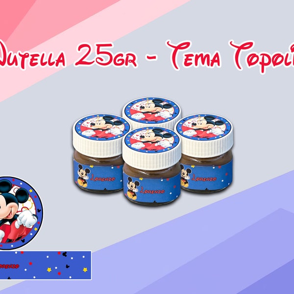 Topolino Nutelline / Nutelline Personalizzate / Party kit / Gadget fine party / Regalo Bambini / Bomboniera / Nutella mini 25gr