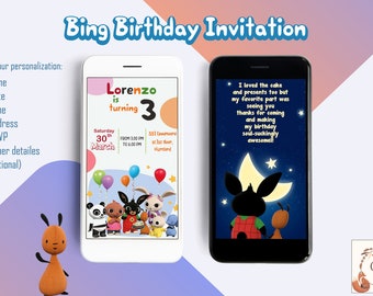 Bing Verjaardag Mobiele Uitnodiging Jongen Verjaardag Kinderen Uitnodigen Sula Party Digitale Uitnodiging Bedankkaart Foto Digitaal