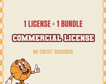 Commercial License for buy 1 Bundle. No credit required for creating and sell physical products