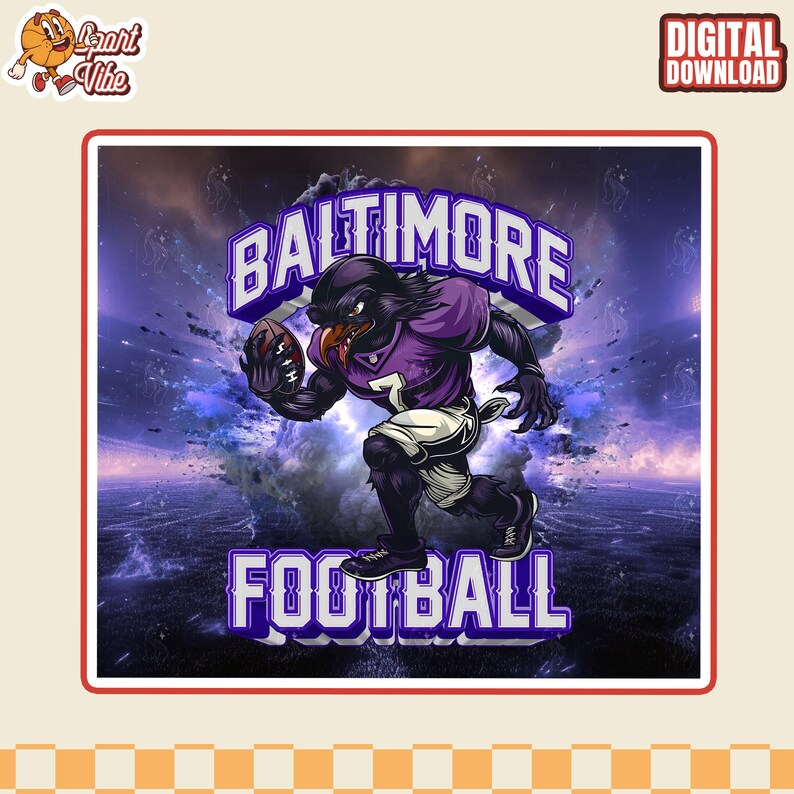 Baltimore Tumbler Wrap PNG Digital Download, American Football Team