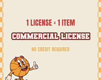 Commercial License for buy 1 item. No credit required for creating and sell physical products