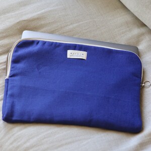 Blue linen laptop bag image 1