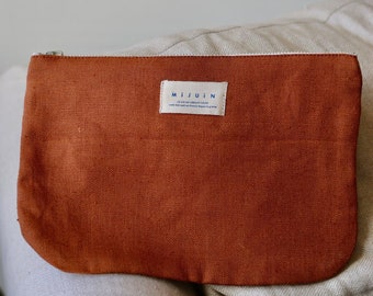 Caramel linen pouch