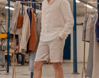 Beige linen shorts - Men