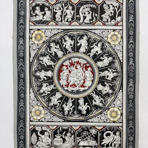 Pattachitra radha Krishna story painting black and white/ wall hanings art work from patta Astra.