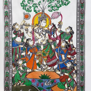 Radha krishna pattachitra painting/wall hanging art/ home decore art/handpainting art work/special painting Tusshar silk