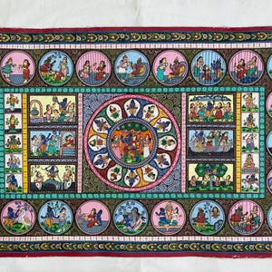 Radhakrishna pattachitra painting special story/ Odisha pattachitra painting handmade/story of rashlilia lord -24x40 inches