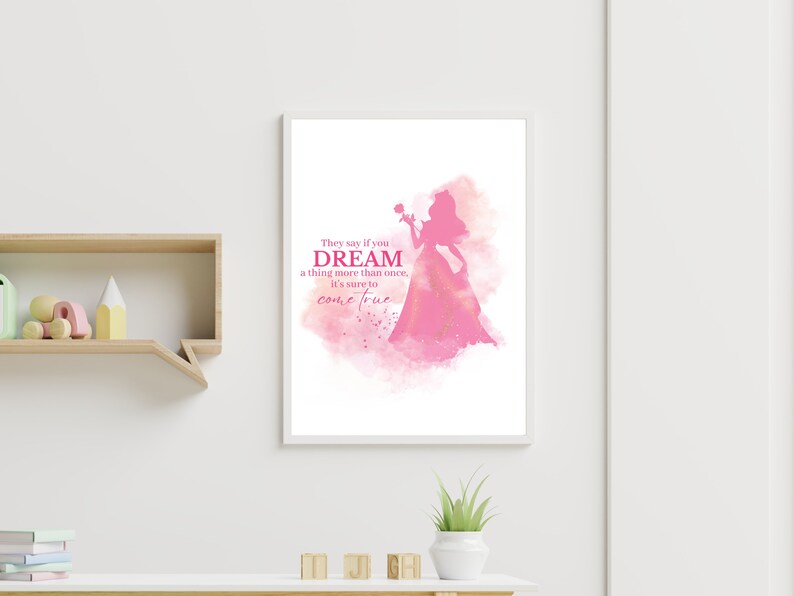 Cute Princess Wall Art, Little Girls Room Decor, Inspiring Nursery