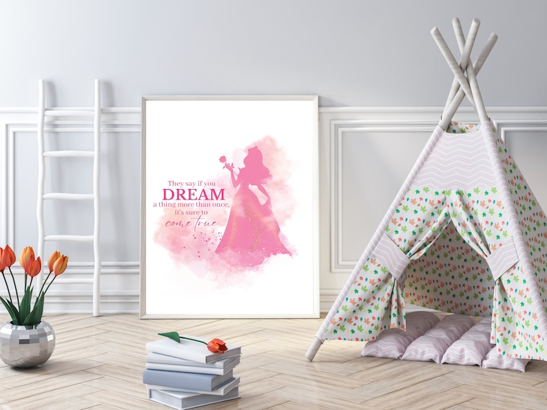 Cute Princess Wall Art, Little Girls Room Decor, Inspiring Nursery