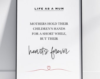 Life As A Mum, Hearts forever, Digital download, A4 Print, Poster